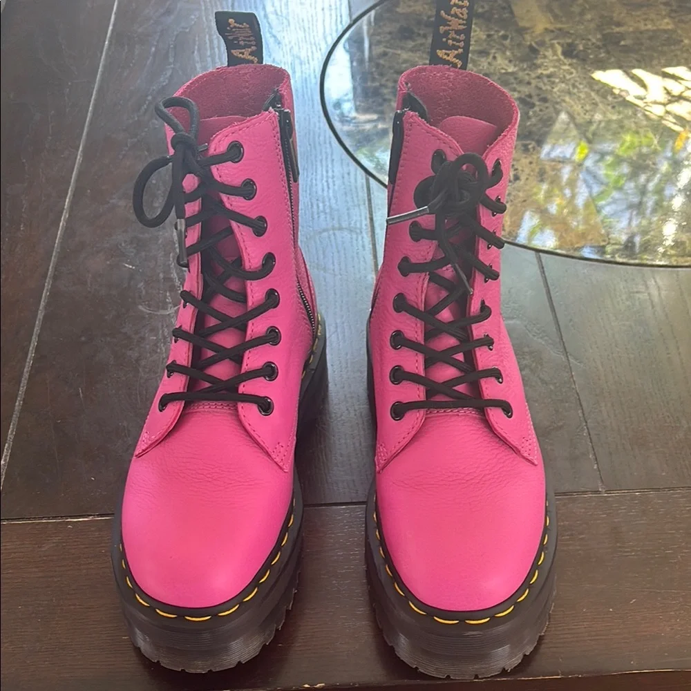Dr. Martens Pink Leather Women's Boots jadon platform boot - Picture 8 of 15